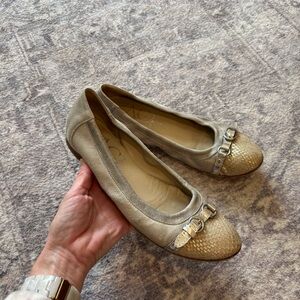 AGL Taupe and Gold Ballet Flats